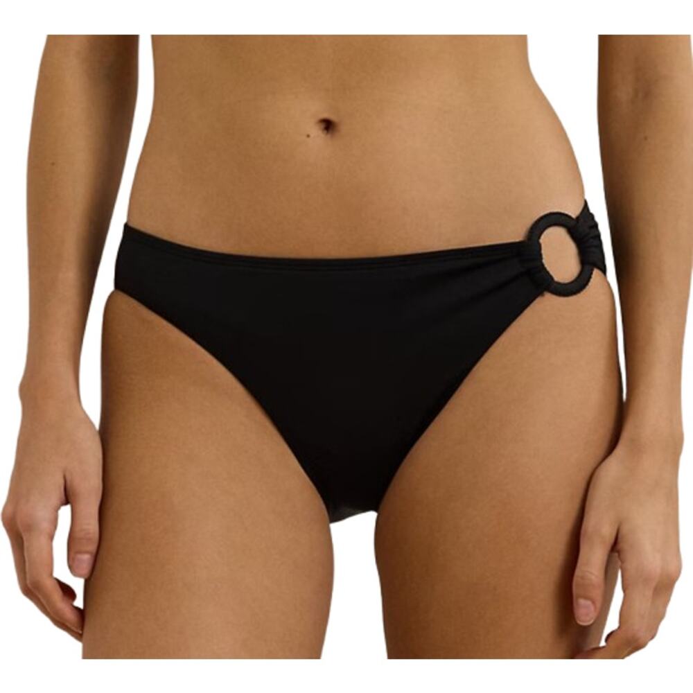 LAUREN RALPH LAUREN Women's Macrame O-Ring Bikini Bottom Size 12 Black NWT